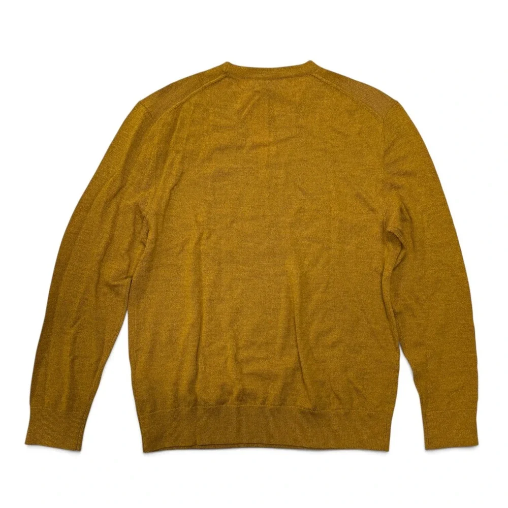 Banana Republic 100% Merino Wool Crewneck Sweater Mens Medium Mustard Yellow NWT